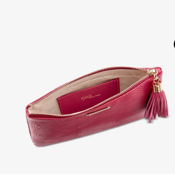 NWOT Gigi New York Pink Tassel Clutch - Picture 2 of 12